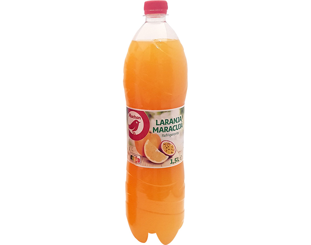 REFRIGERANTE AUCHAN SEM GÁS LARANJA E MARACUJÁ 1.5L