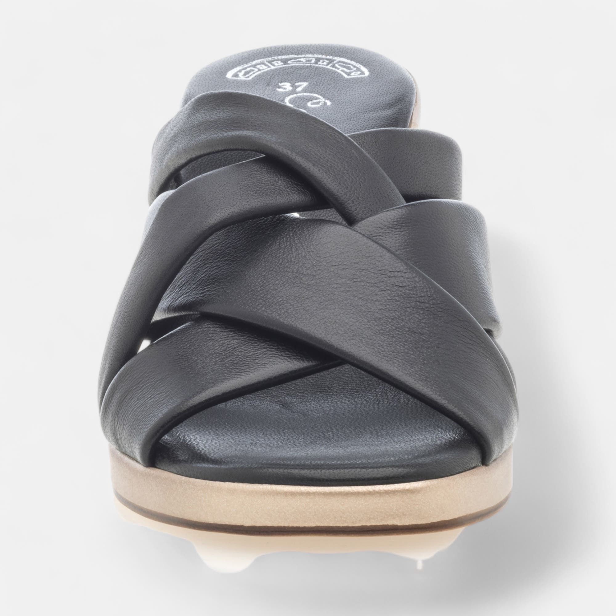 Mules à talon compensé Femme en cuir noir