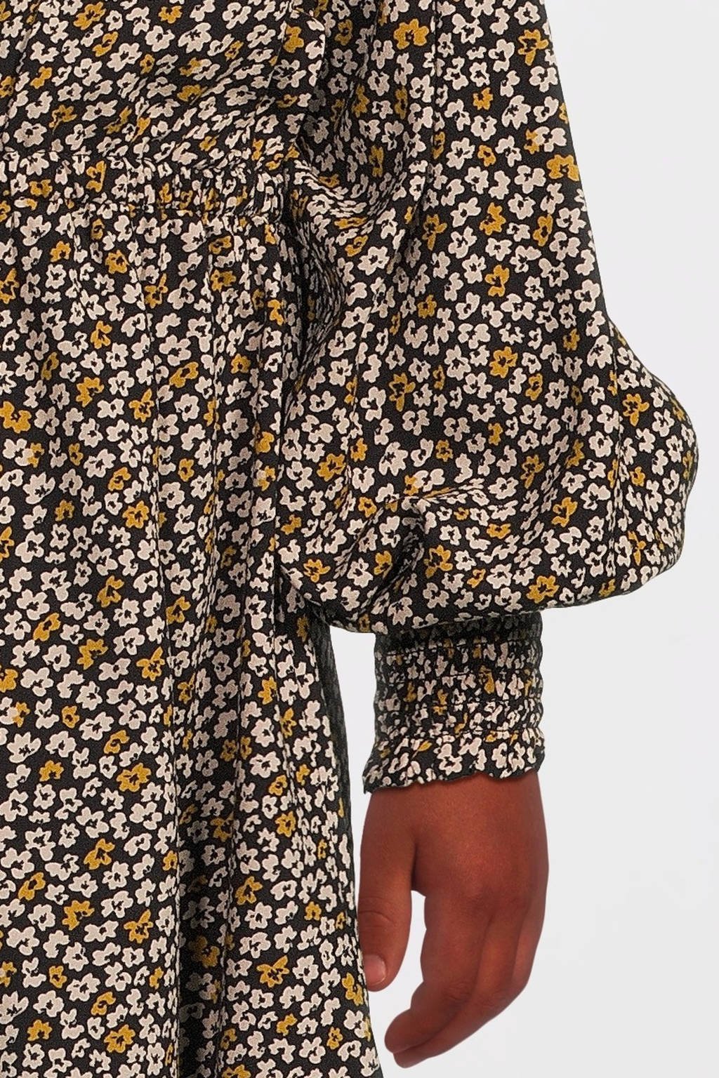 LOOXS gebloemde jurk ecru/bruin/zwart
