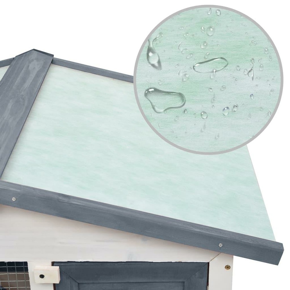 Clapier d'extérieur 3 portes 94 x 60 x 98 cm bois gris et blanc