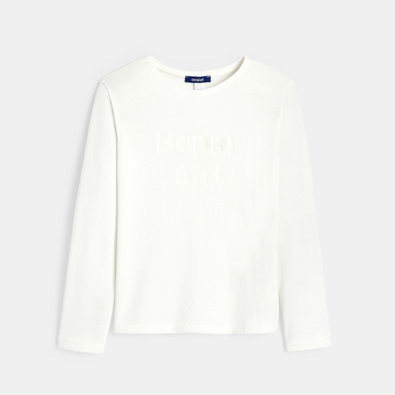 T-shirt à message blanc fille