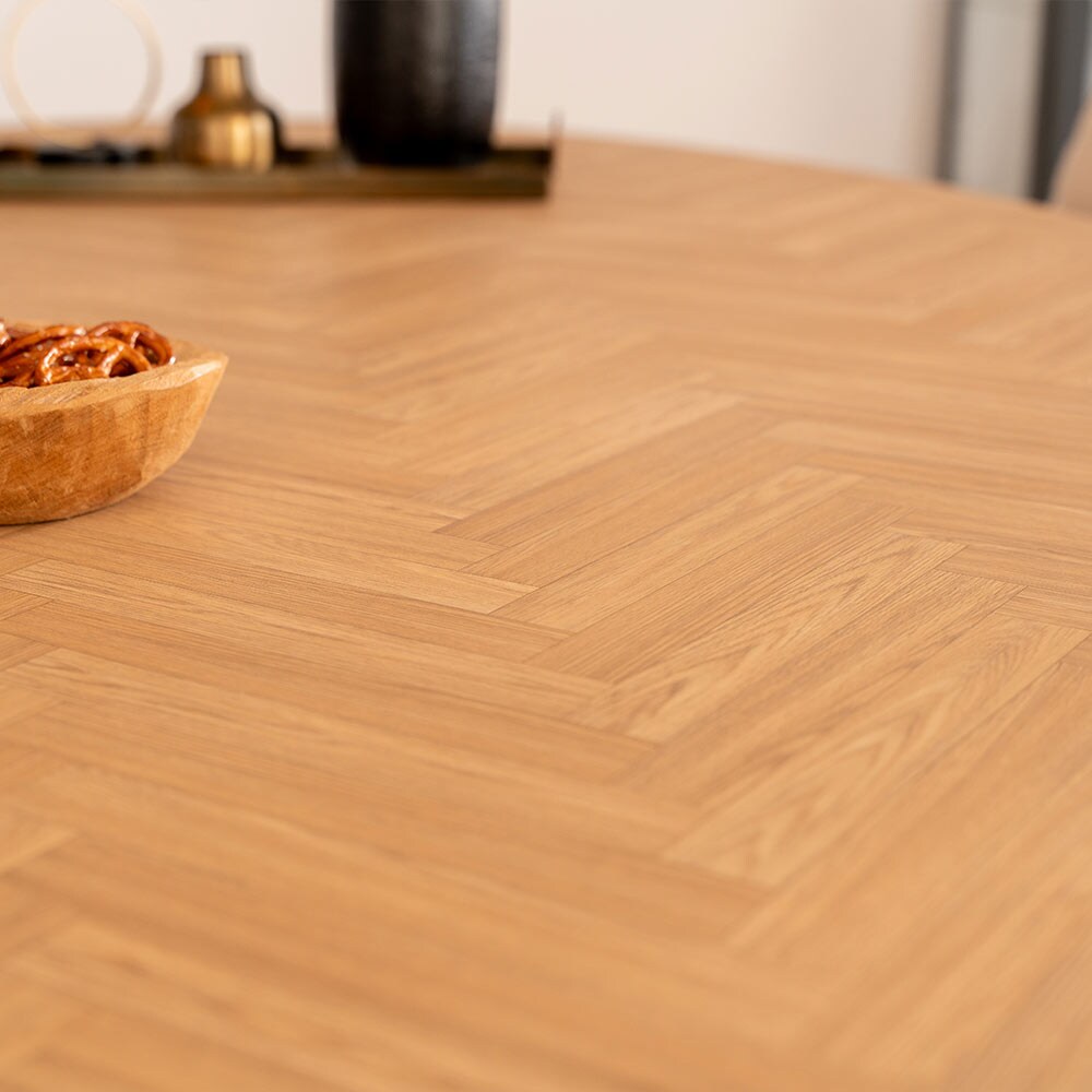 HOME DELUXE Esstisch Oval AVENTIS inkl. Sternfuß - 200 x 120 cm - versch. Farben - Fishbone Oak