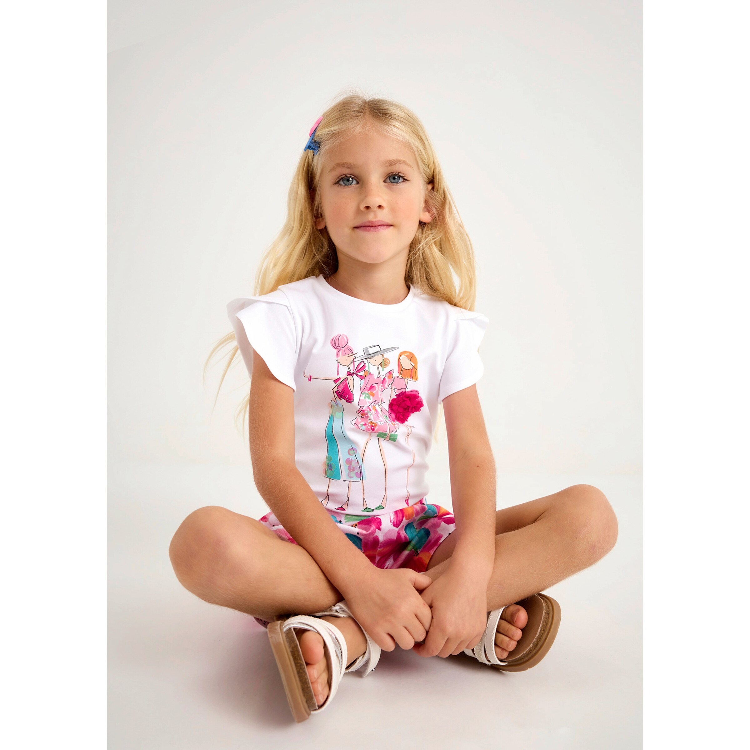 Mayoral T-Shirt Mädchen Pailletten Tüll weiß/bunt
