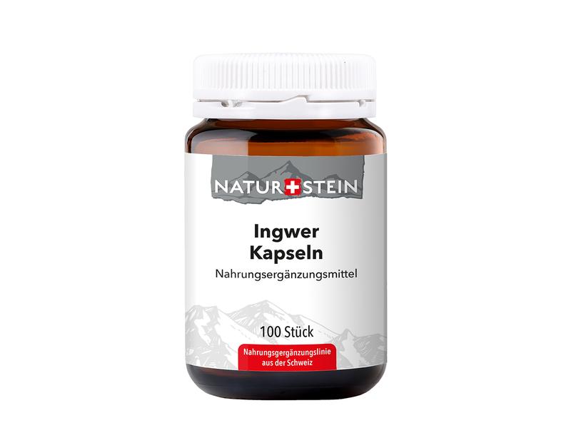 Naturstein Ingwer 100 Kapseln Veganes Nahrungsergänzungsmittel aus Ingwerwurzel-Pulver