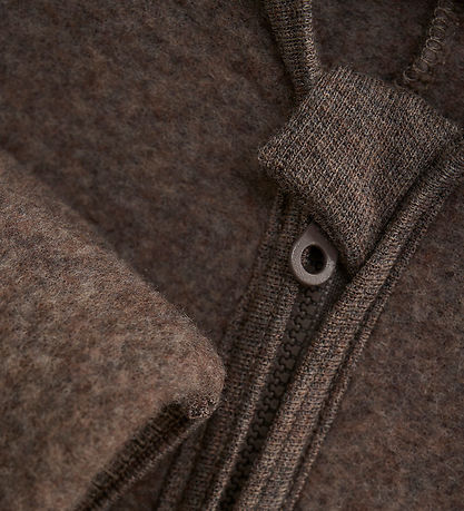 Huttelihut Køredragt - Uldfleece - Brown Melange m. ?rer