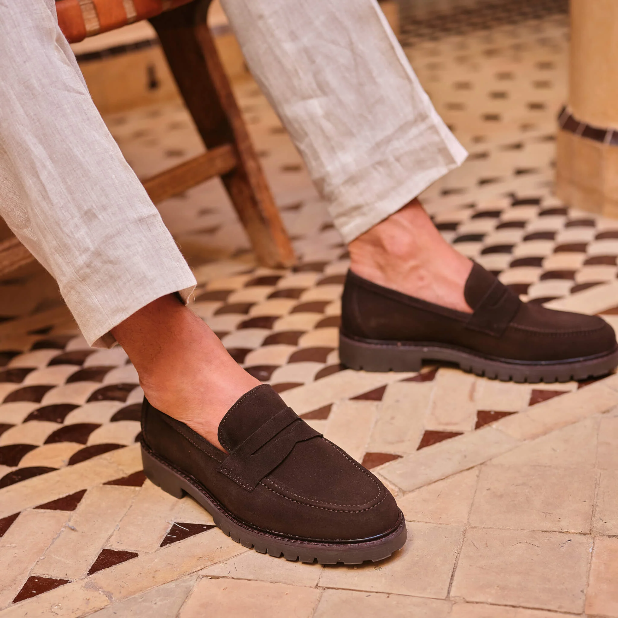 Mika-Mocassin en velours marron