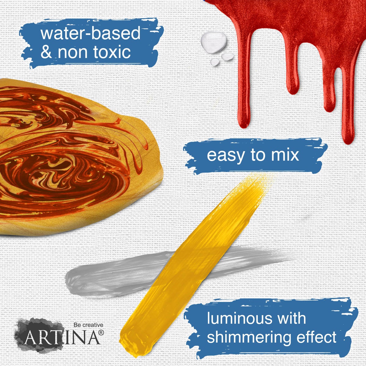 Artina Metallic Crylic acrylverfset 6x150 ml