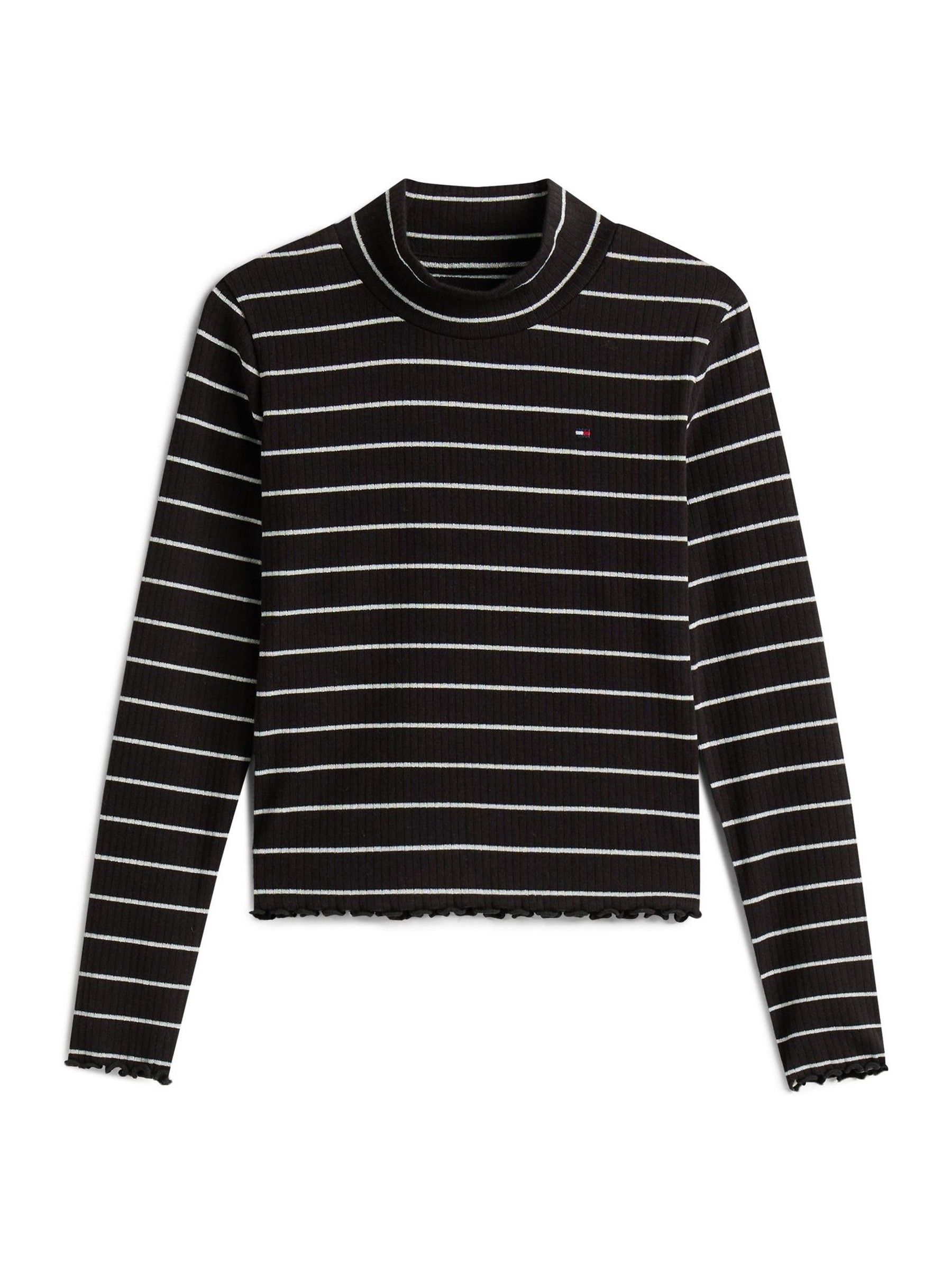 Tommy Hilfiger Sparkle Stripe Extra Slim Mock Neck Top