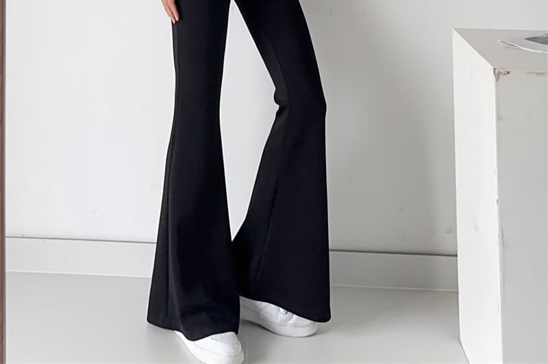 Bazer - Effen hoodie met rits / Hoge taille flared broek