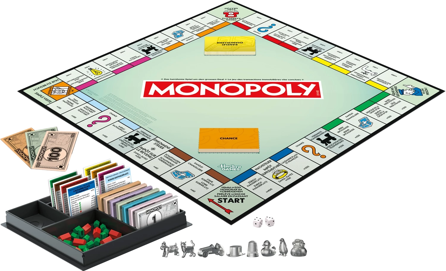 Monopoly Classic Refresh Swiss Edition Brettspiel Schweizer Ausführung Gesellschaftsspiel für Familien / Kinder (G0009149)