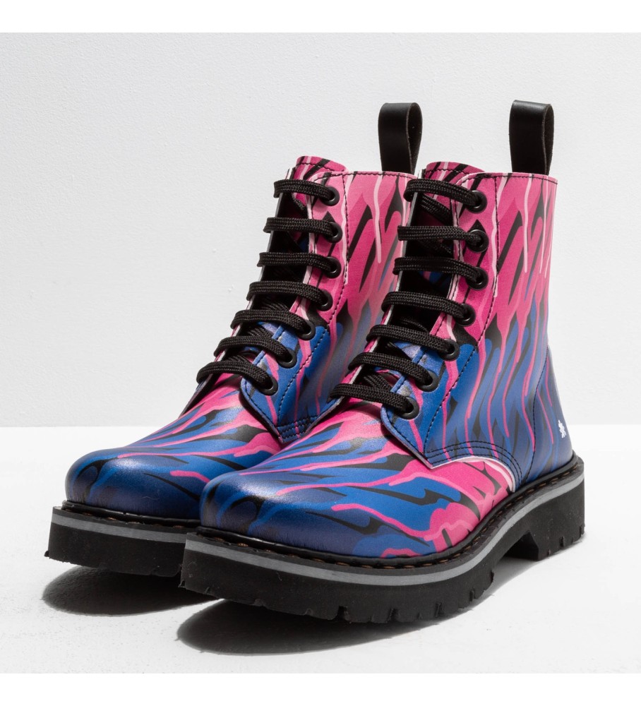 Botas de tornozelo de couro multicoloridas Art