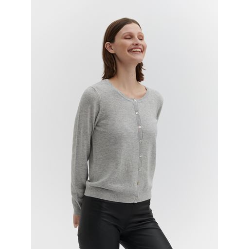 Rosemunde Sofia Wool Cardigan, Light Grey Melange, XL