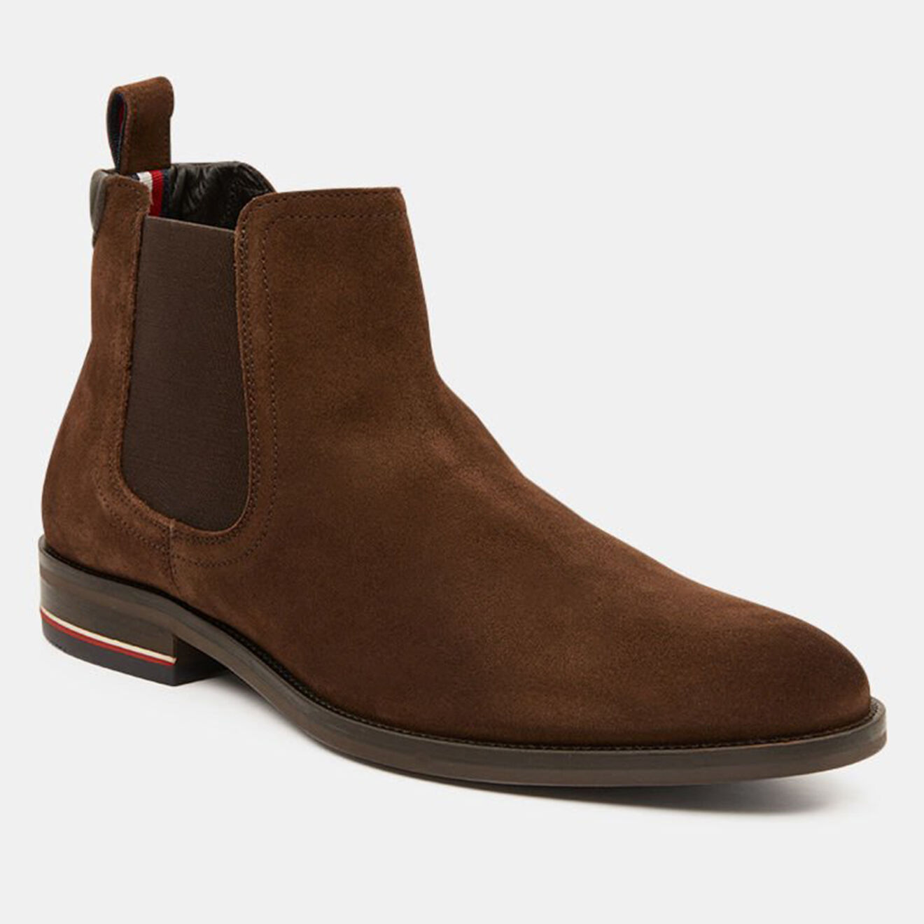 Tommy Hilfiger Chelsea boots en Velours de Cuir Signature marron foncé