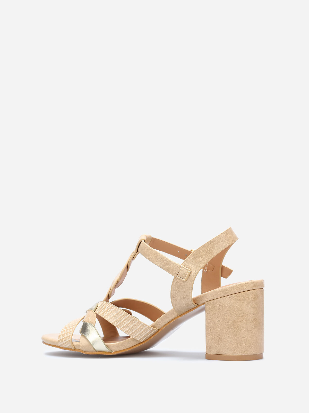 Sandales à brides tressées en T- Beige