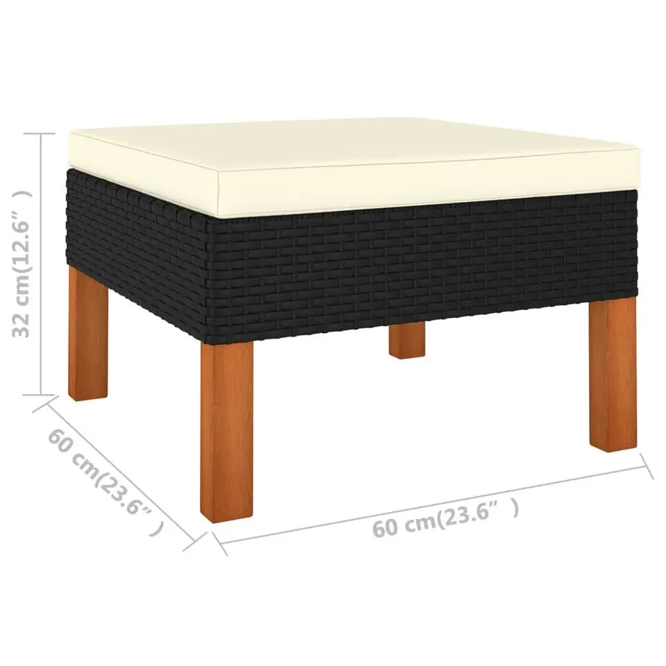 vidaXL - Loungeset - Zwart - Poly rattan - 4 stuks - Met kussens