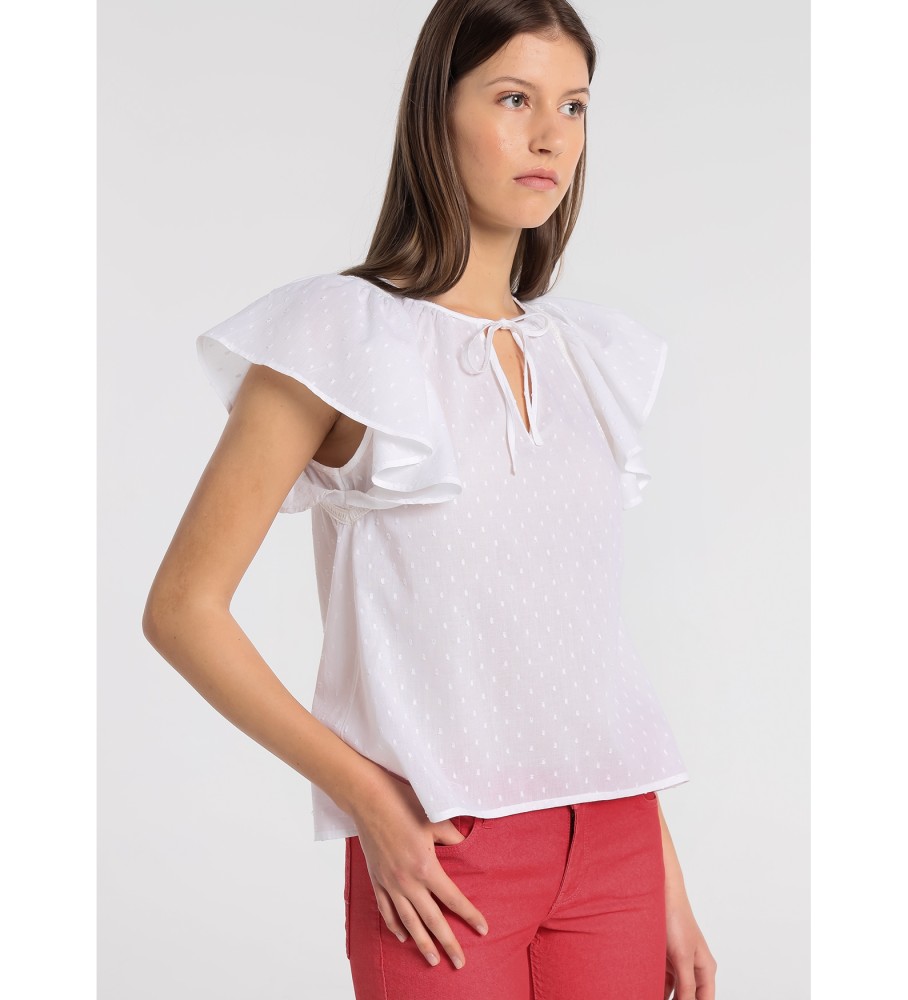 Blusa Lois Plumeti Branca com Babados