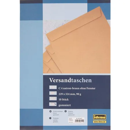 Idena Versandtasche DIN C4 braun, gummiert, 90g