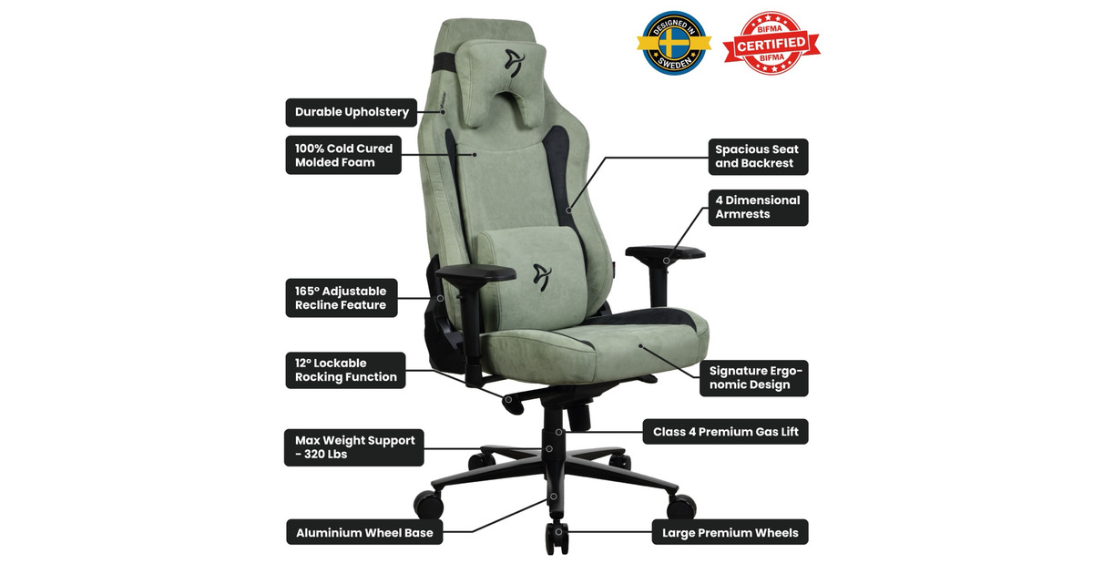 ArozziVernazza XL Supersoft - Forest gamestoel  (Groen)