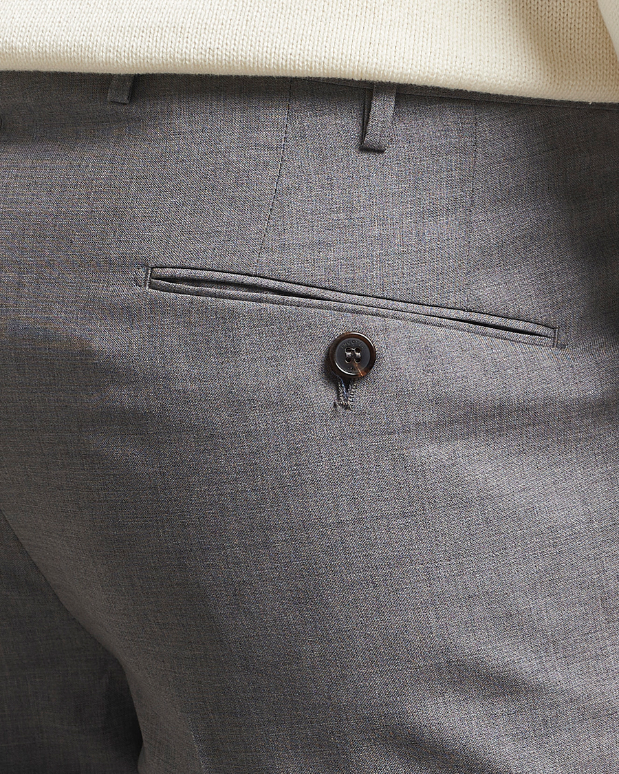 Incotex Slim Fit Super 100s Wool Trousers Light Grey