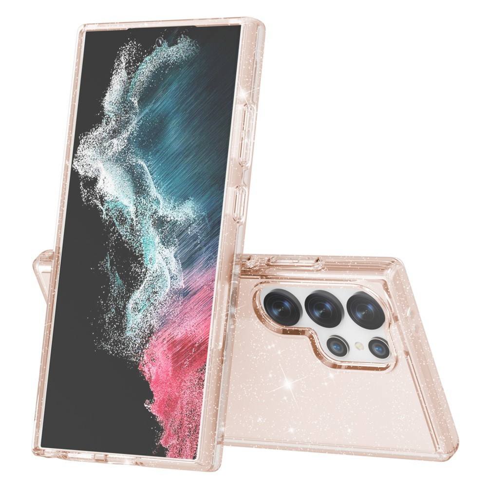 Samsung Galaxy S24 Ultra Hybrid Hardcase Schutzhülle im Glitzer Design - Gold / Transparent