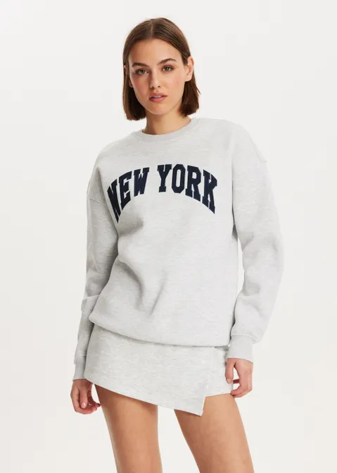 Sweater met print NY grijs (GRS.LME)