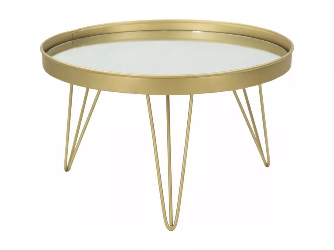 Porte-objet en métal doré avec plateau miroir Ø 36,5x22 cm