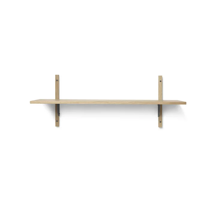 Ferm Living - Sector Wandregal single, 87 cm, Eiche / Messing schwarz