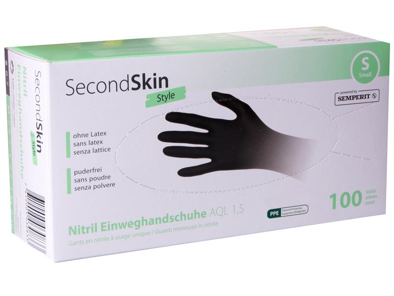 SecondSkin Einweghandschuh Nitril Style S, Schwarz, 100 Stü Nitril-Handschuhe
