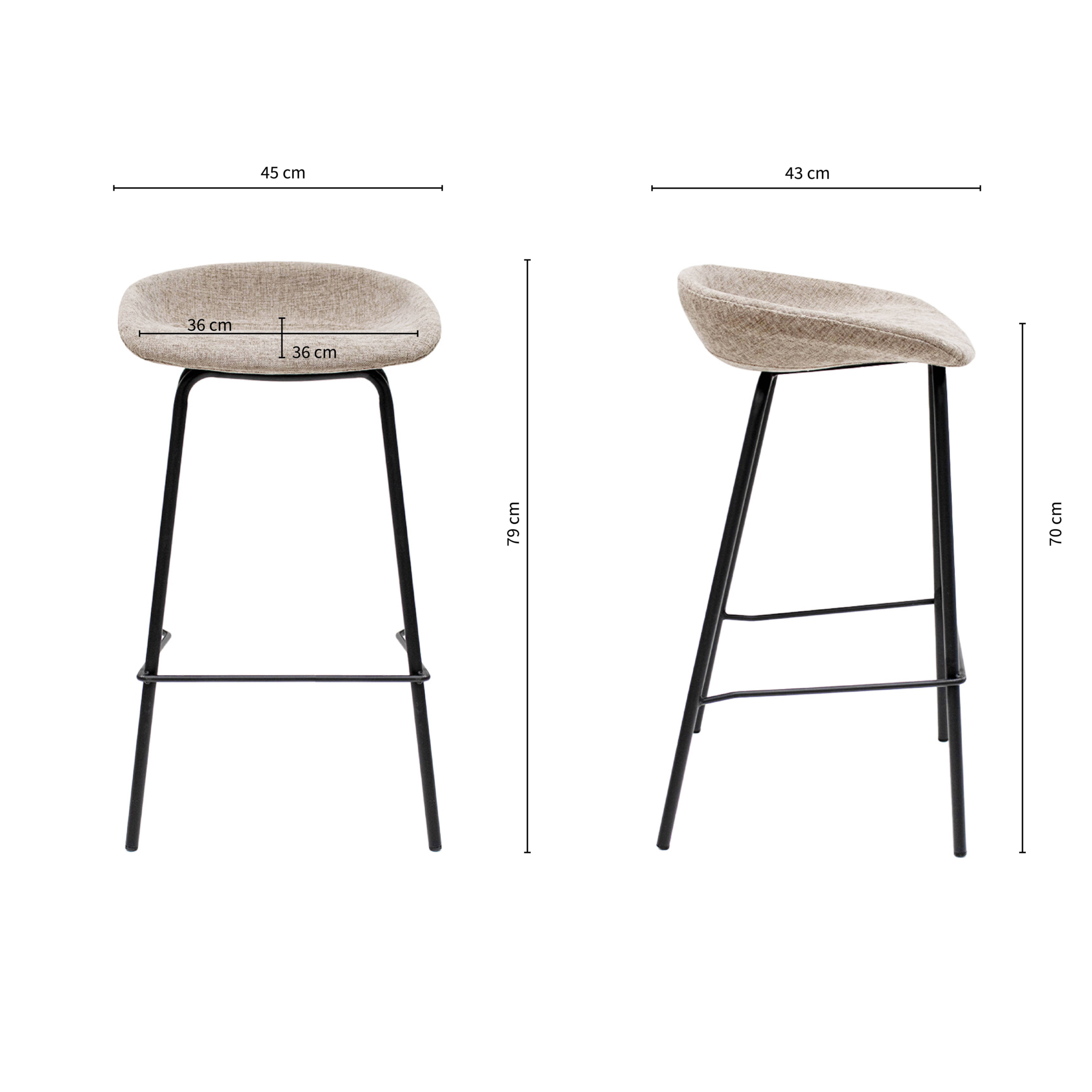 Kick barkruk Riga H70 cm taupe