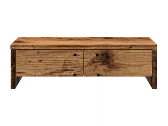 Support de moniteur avec tiroirs vieux bois bois d'ingénierie
