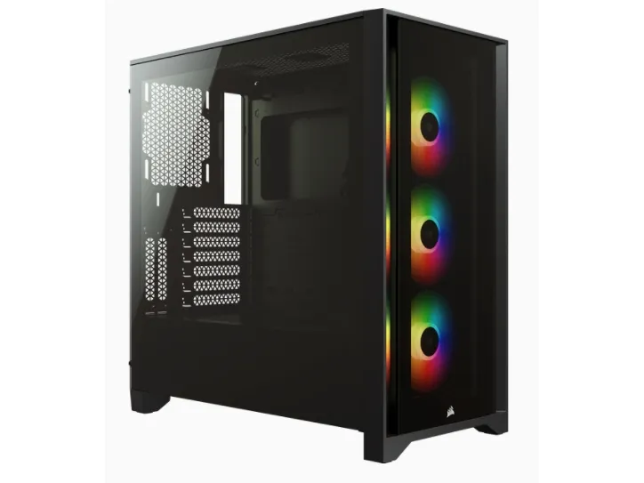 CORSAIR | iCUE 4000X RGB – Miditower - ATX - ingen strømforsyning - Sort - USB/Lyd
