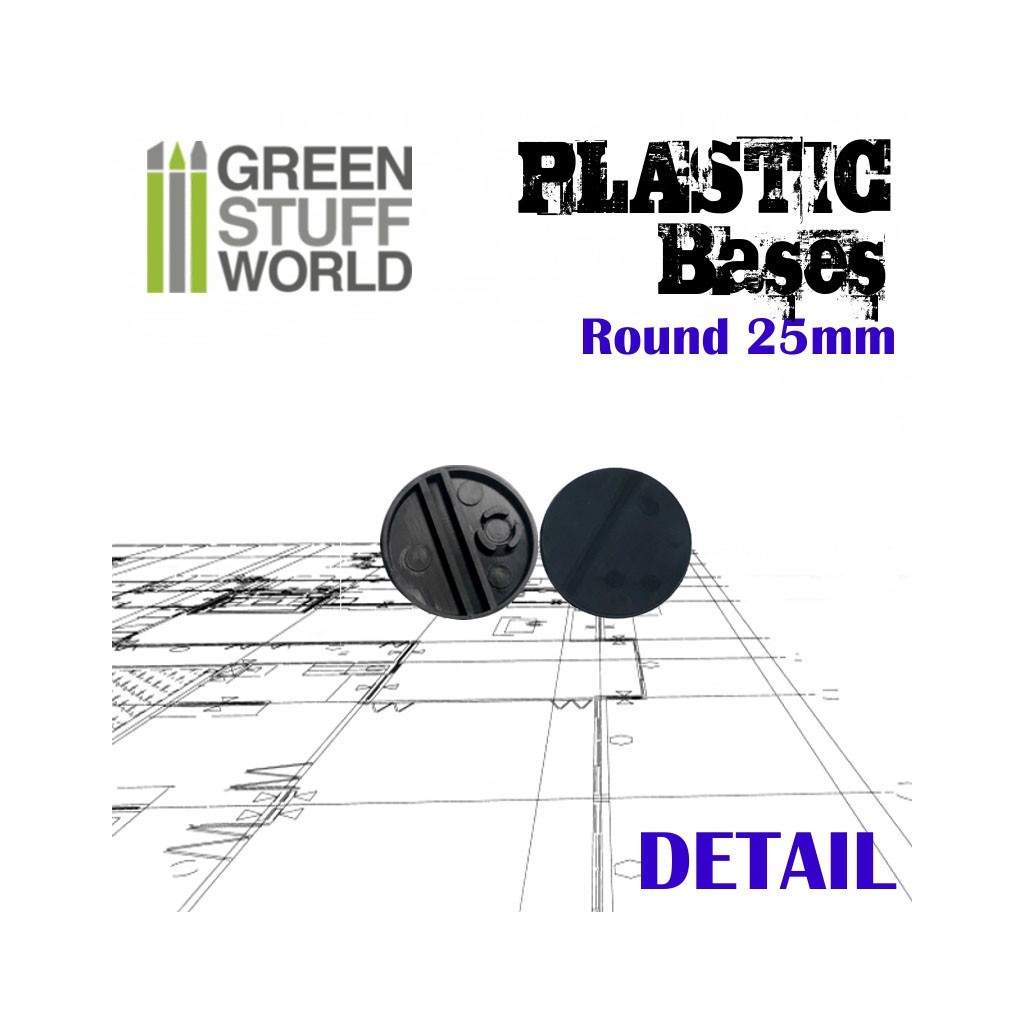 Socles de Plastique Ronds 25mm - Noir