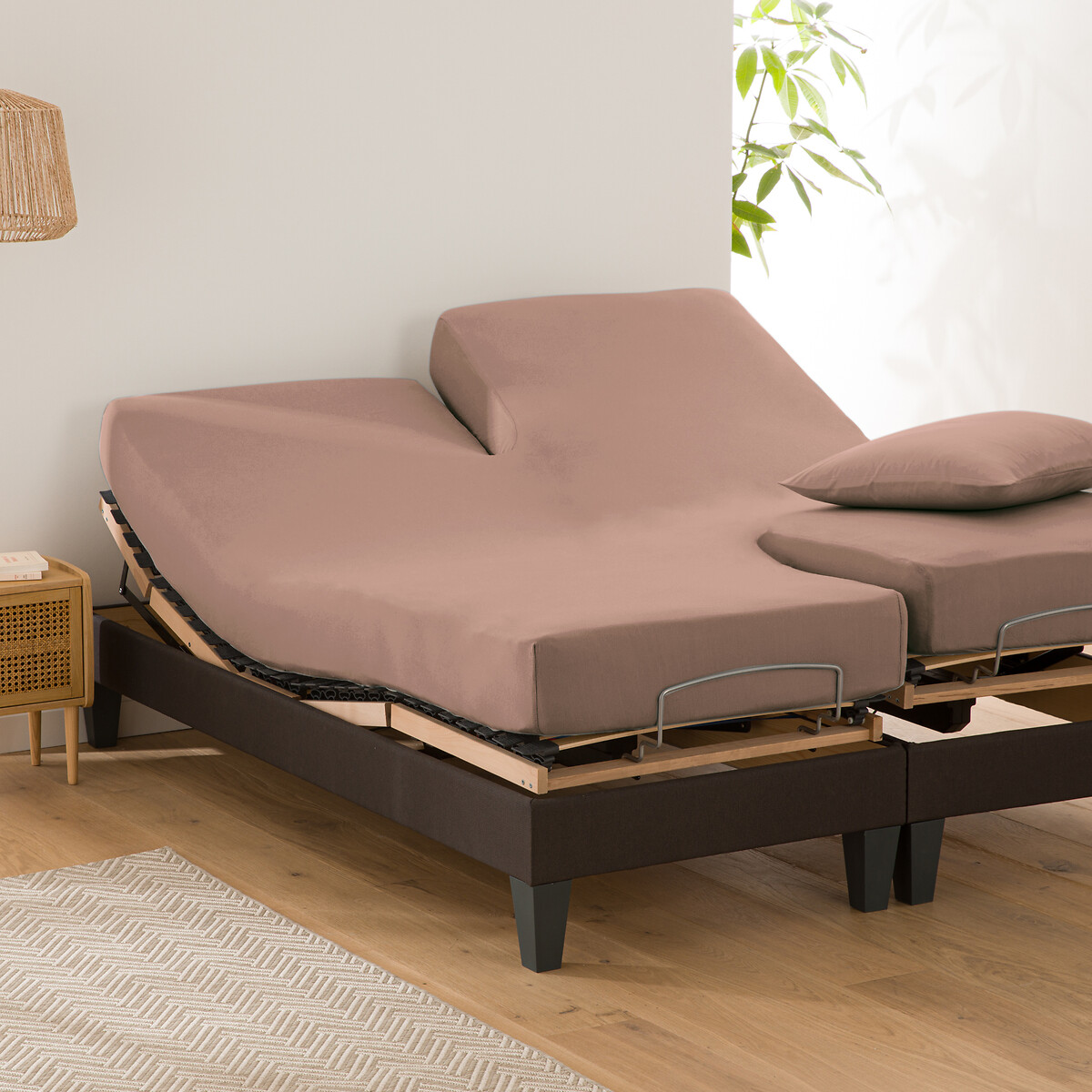 LA REDOUTE INTERIEURS<br>Lençol de algodão liso com elástico, base de cama ajustável, Scenario