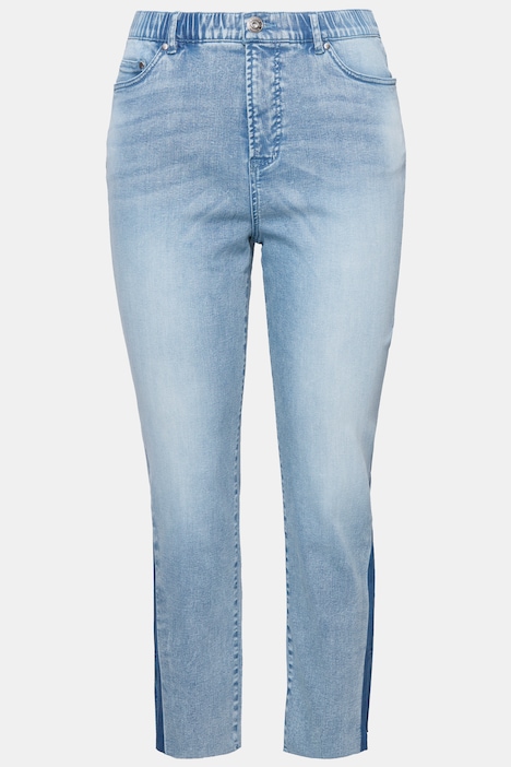 Mom-Jeans, HighWaist, weites Bein, seitlicher Keil, 5-Pocket
