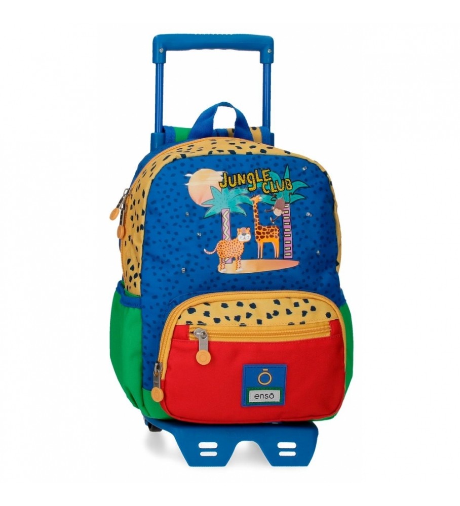 Mochila pequena Enso Jungle Club com rodinhas multicoloridas