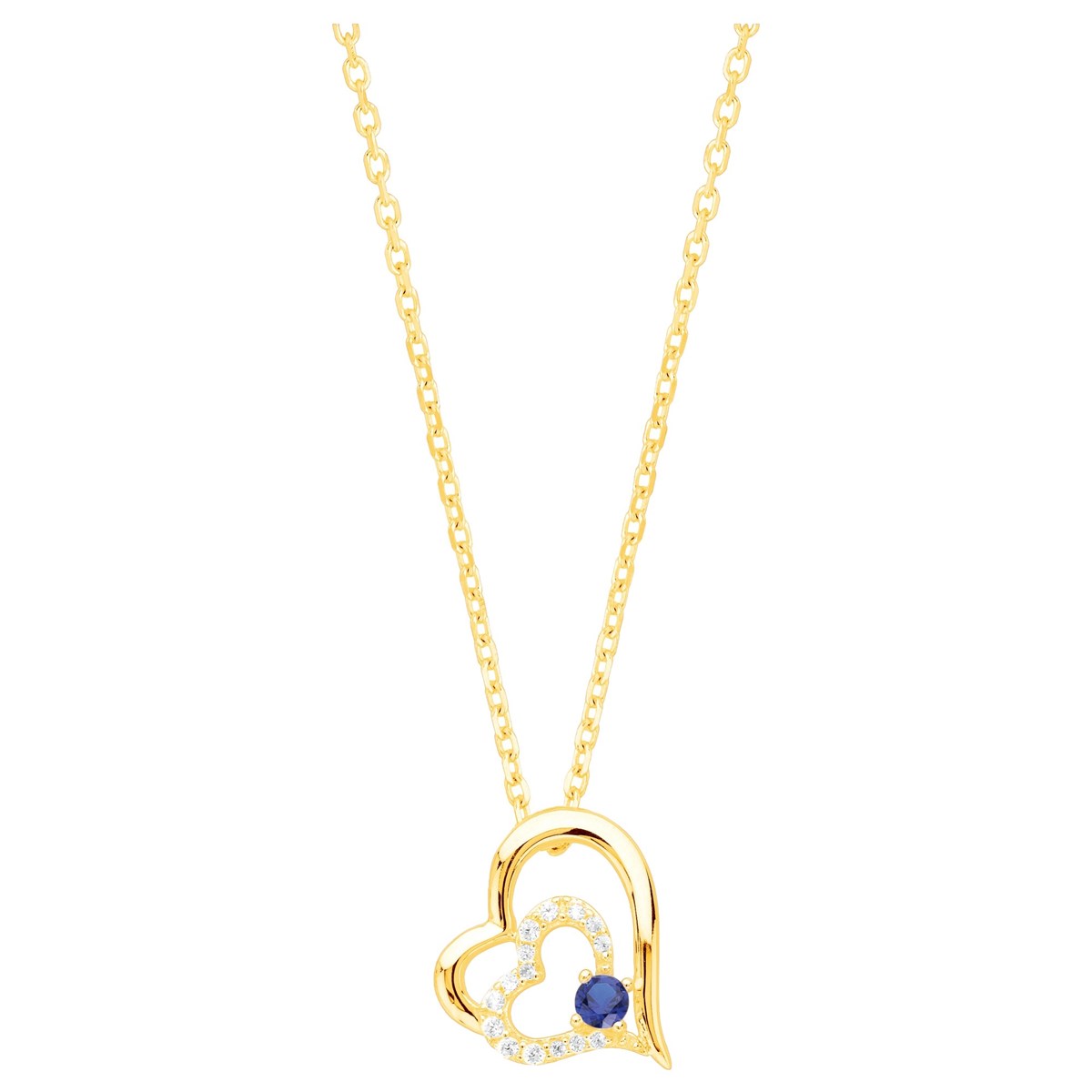 Collier mono-motif en Plaqué Or avec spinelle bleu saphir