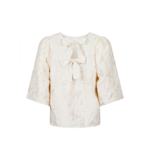 Neo Noir Lorraine Brocade Bluse, Ivory, 40