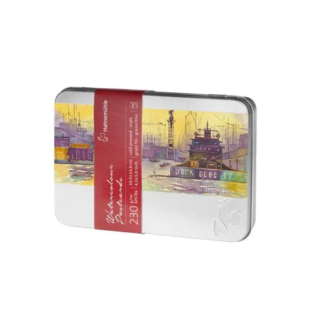 Hahnemühle Aquarellpostkarten in Metallbox 30 Blatt, 230g, 1 Stück, Motiv sortiert