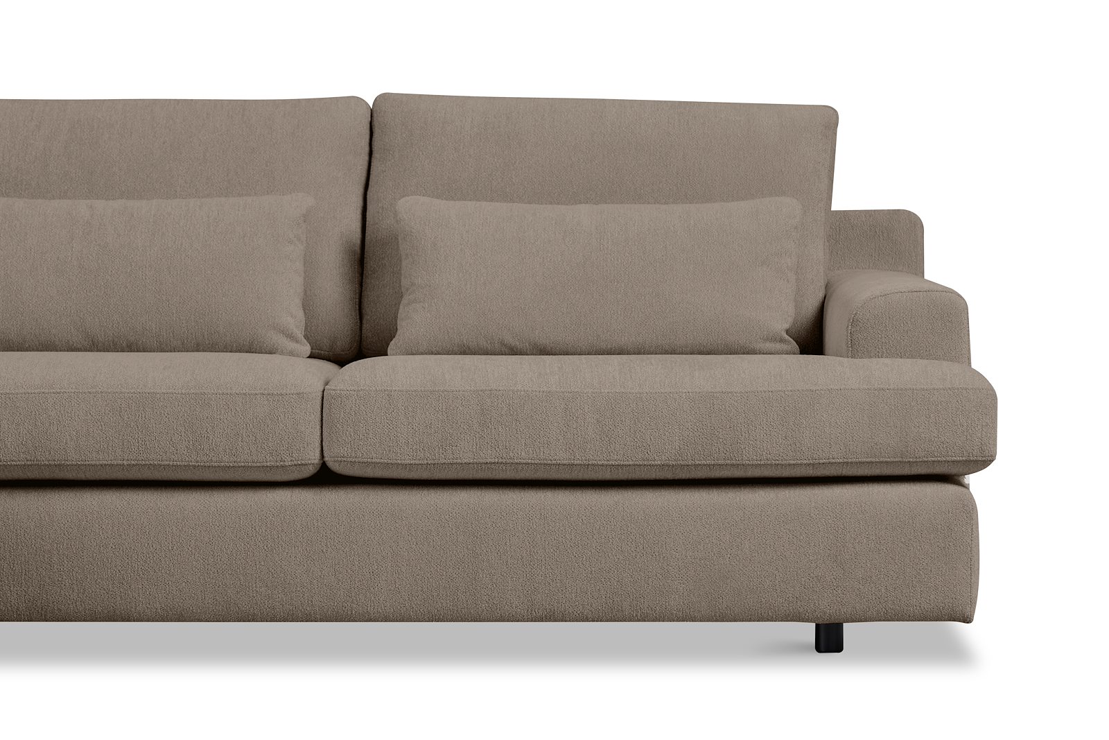 Roma Sofa 2,5-seter med sjeselong venstre. Tekstil Raven 30 Beige med sorte ben