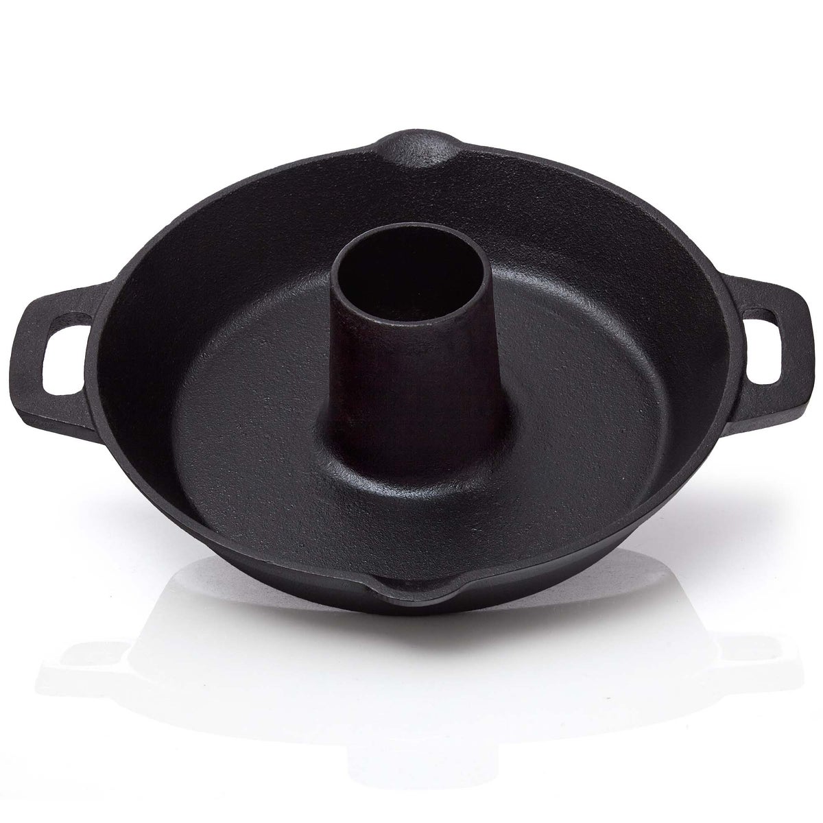 BBQ Nerd gietijzeren kippenbraadpan - Kippenhouder voor grill en oven | Kippenhouder van gietijzer Ø 28 cm voor vetvrij koken | Rustieke kippenbraadpan met lekbak