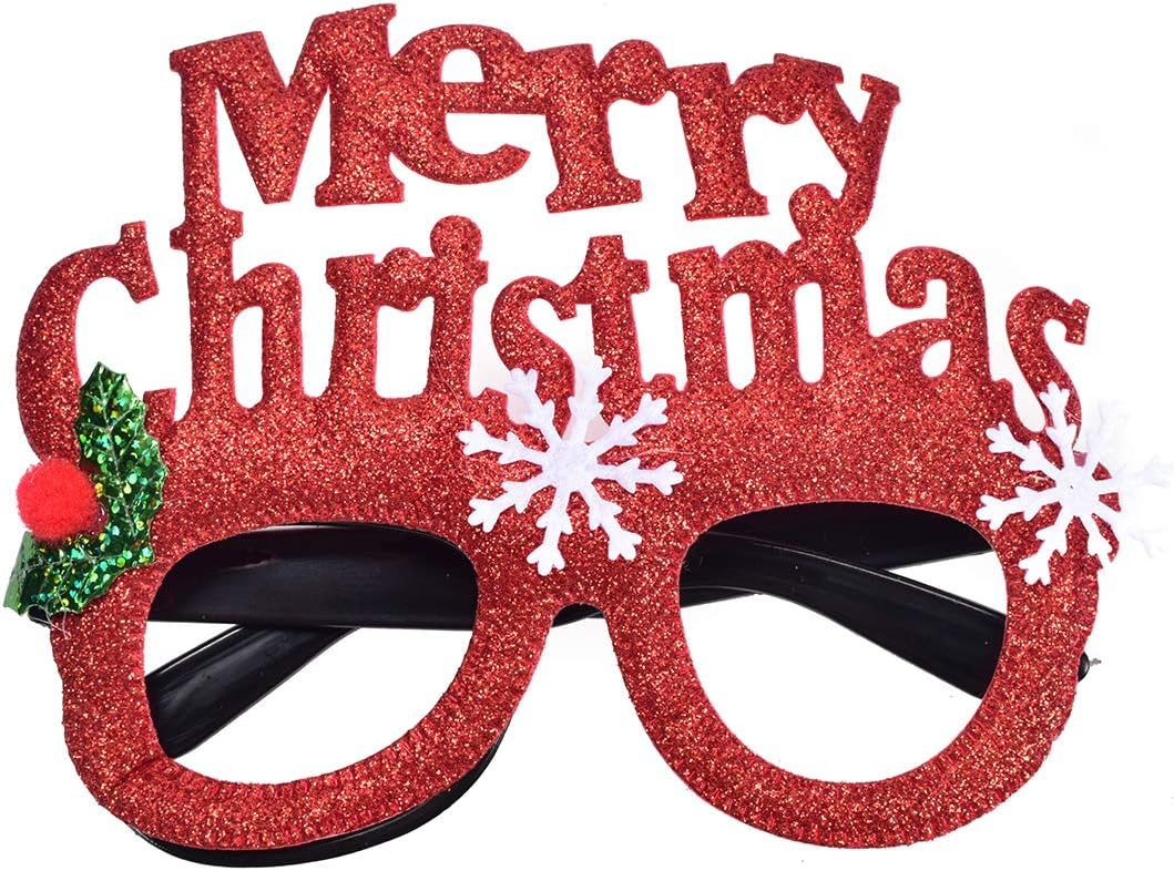 (6er Set) Photo Booth Weihnachts Brillen Party Fotorequisiten Foto Accessoires Dekorationen für lustige Bilder - Merry Christmas