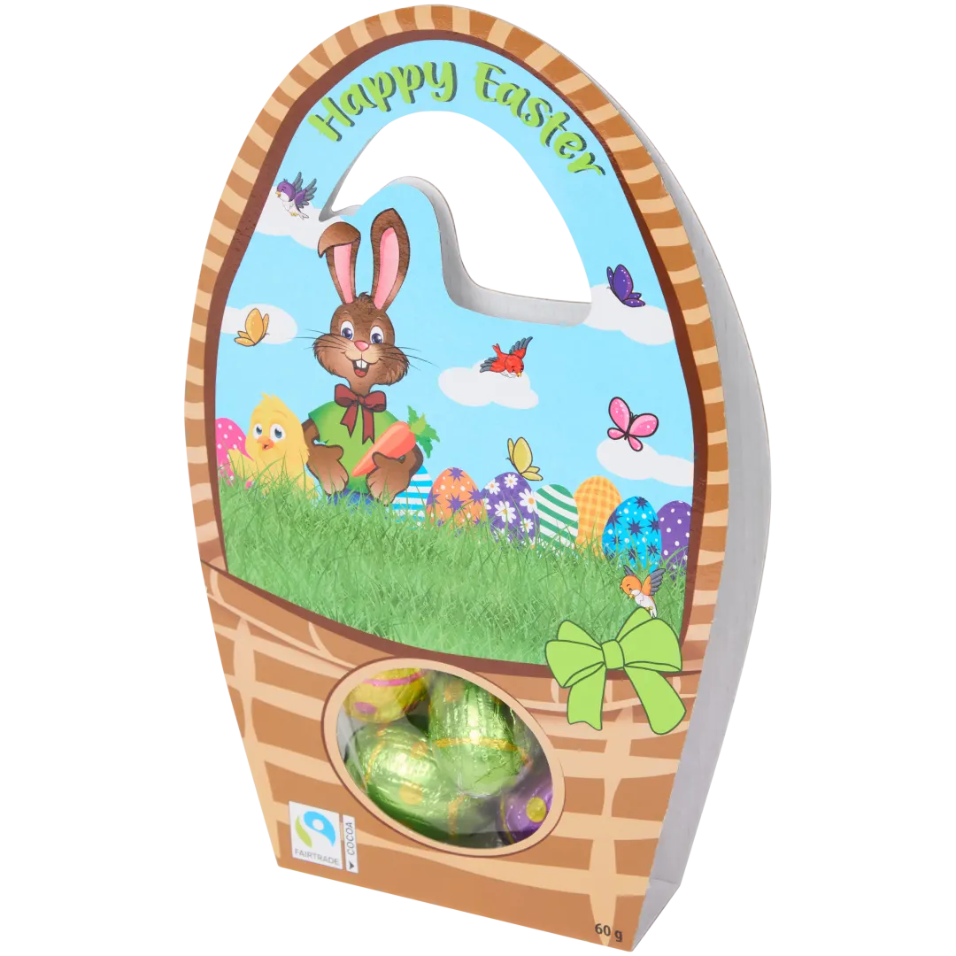 Paasmandje met chocolade-eitjes 60 gram