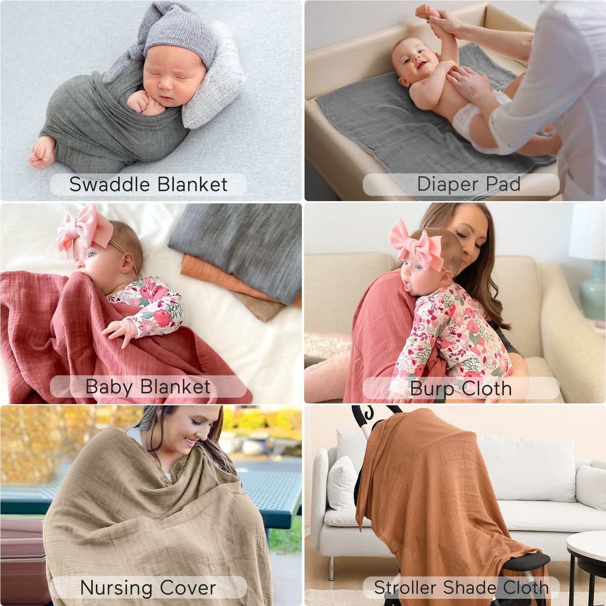 Momcozy Musselin Swaddle Blanket einfarbig