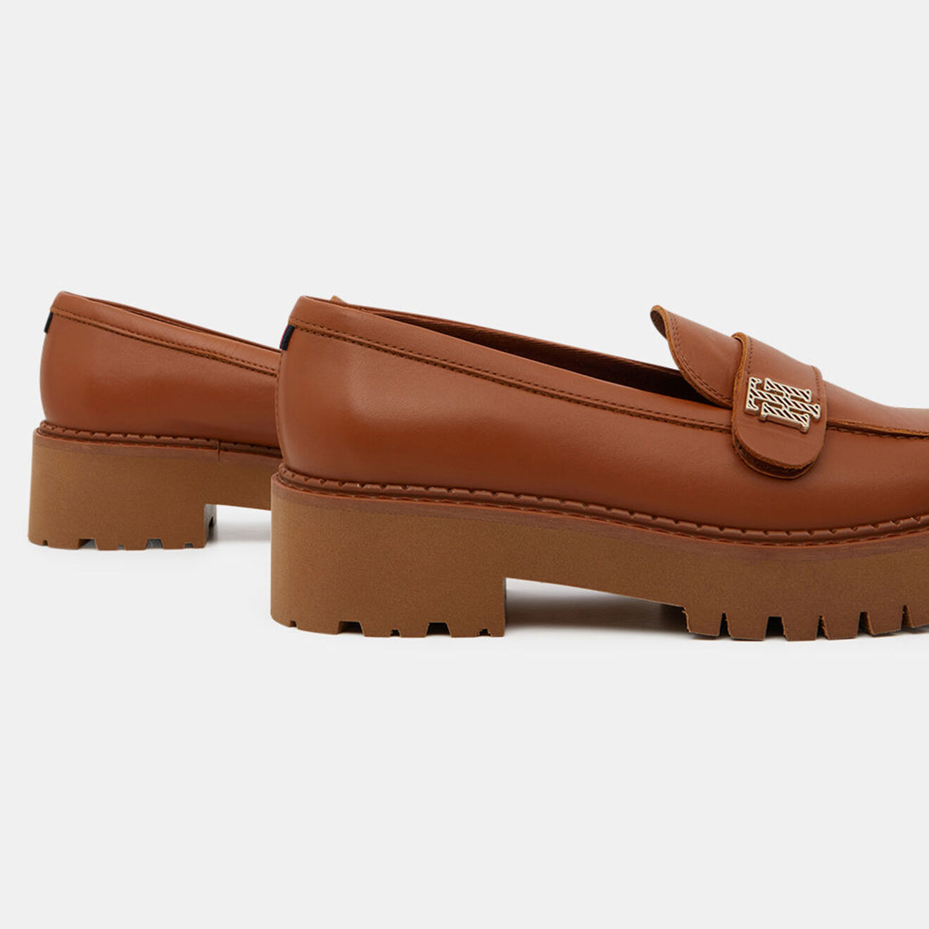 Tommy Hilfiger Mocassins en Cuir Chunky Loafer marron