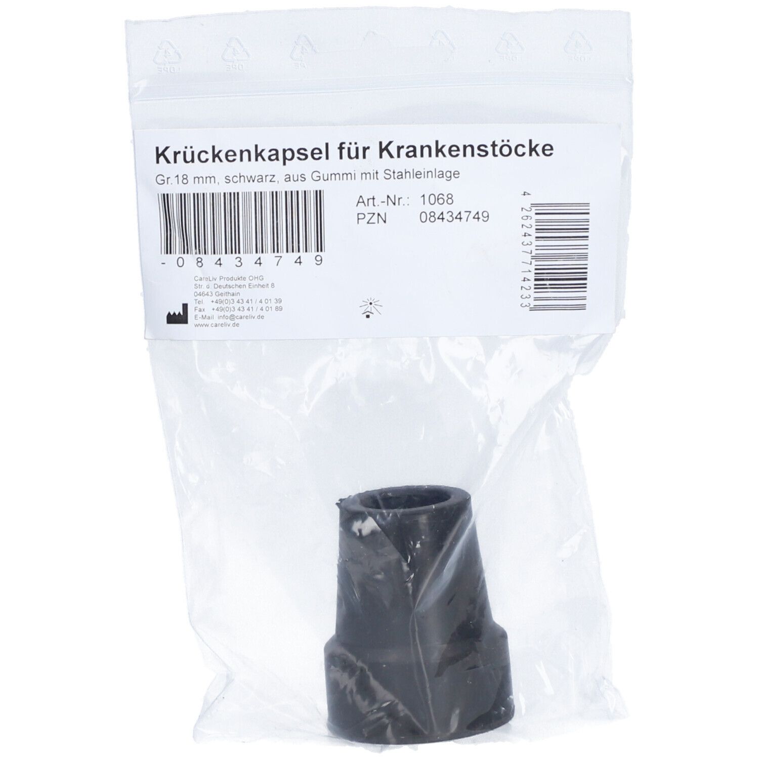 Krückenkapsel 18 mm schwarz