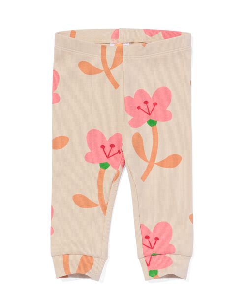 legging nouveau-né côtelé fleurs sable