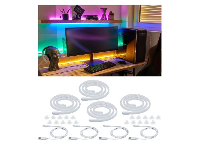 Paulmann LED-Stripe Neon Colorflex Bunt, 4 x 1 m Biegbare Lichtstreifen mit USB-Anschluss