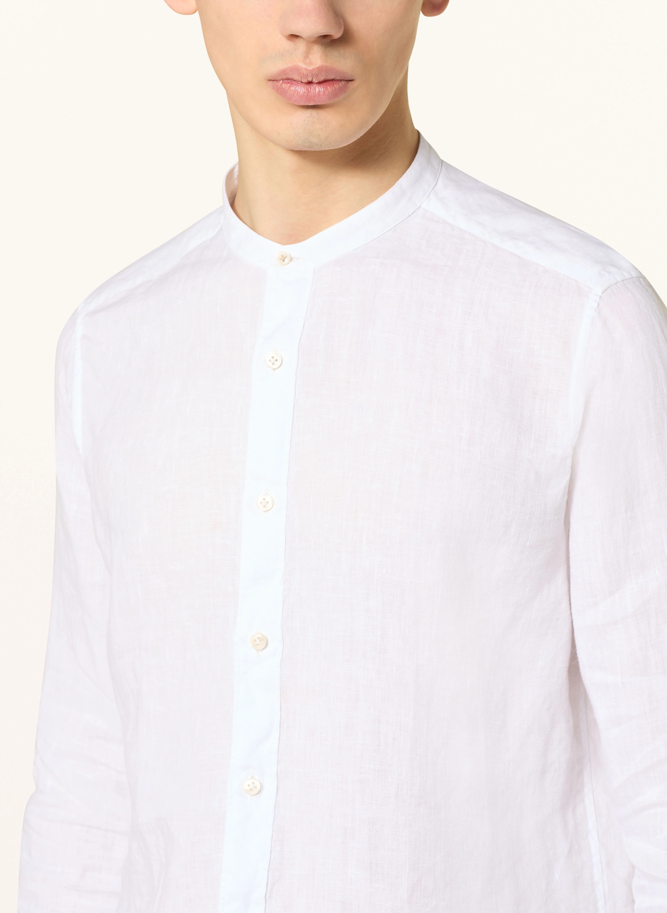 tintoria mattei Leinenhemd Slim Fit mit Stehkragen