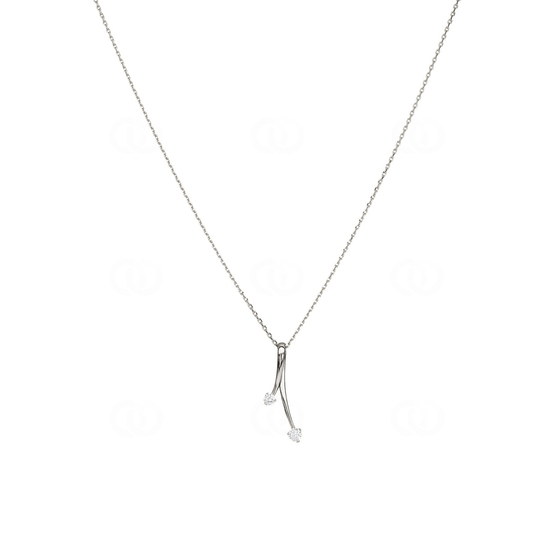 Collier mit Anhänger 925 Silber rhodiniert mit Zirkonia rund 43cm
