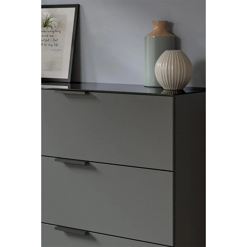 Hioshop Ray dressoir 3 laden 3 deuren antraciet